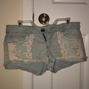 Size 9 Denim and Lace shorts